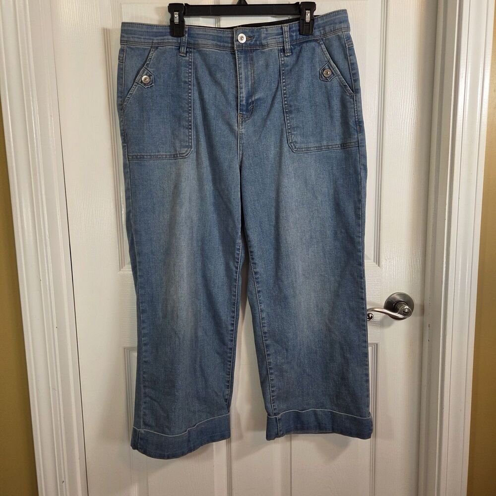 Curve Appeal Comfort Waist Wide Leg Cropped Jeans Women's Size 16/33